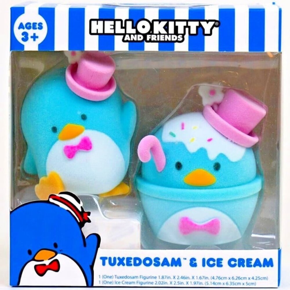 Hello Kitty and Friends - Tuxedosam & Ice Cream Flocked Figurines - Kawaii
